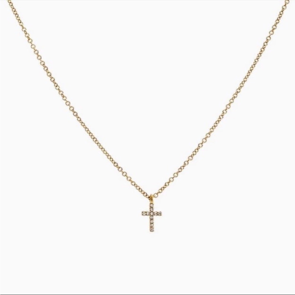 Genuine gold and diamond dainty cross necklace